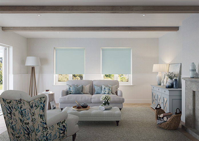 Trinity (Blackout), Baby Blue - Motorised Roller Blind - Image 5